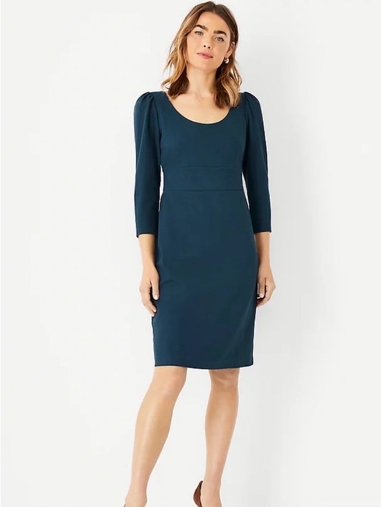 Ann Taylor Dresses & Skirts - Ann Taylor Deep Teal Scoop-Neck Midi Sheath Dress